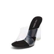 Cape Robbin Jolie Black Transparent Cris Cross Block Heeled Open Toe Sandals