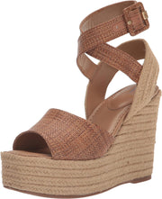 Sam Edelman Vada Cuoio Ankle Strap Squared Open Toe Wedge Heeled Sandals