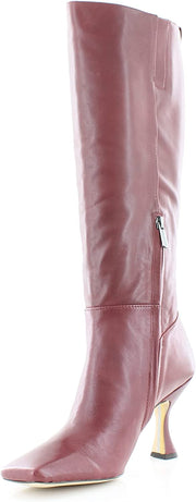 Sam Edelman Adi Bordeaux Spool Heel Squared Toe Zipper Leather Knee High Boots