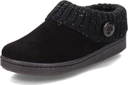 Clarks Black Knitted Collar Winter Clog Rounded Closed Toe Slippers