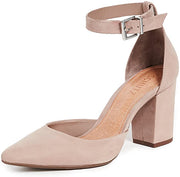 Schutz IONARA Neutral Nude Round Toe Ankle Strap Casual Fashion Block Pumps