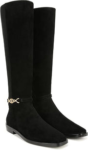 Sam Edelman Clive Black Suede Athletic Calf Square Toe Knee High Fashion Boots