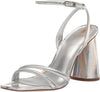 Sam Edelman Kia Soft Silver Open Toe Ankle Strap Block Heeled Wide Sandals