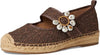 Sam Edelman Maddy Mocha Brown Lace Cap Toe Mary Jane Espadrille Ballet Flats