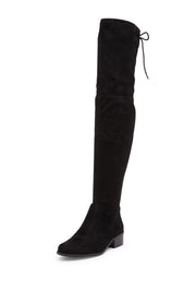 Charles David Gammon Black Soft Microsuede Wide Calf Rounded Toe Pull On Boot