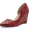 1.State Melman Scarlet Snake Wedge Low Heel D'orsay Pointed Toe Dress Pumps