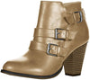 Forever Link Camila-64 Taupe Fashion Buckle Strap Block Heel Ankle Booties
