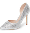 Lauren Lorraine Ruby Silver Shimmer Rhinestone Embellished Half Pointed Pumps