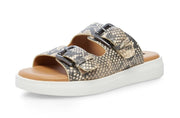 Steve Madden Dunham Beige Snake Slip-on  Rounded Open toe Flat Sandals