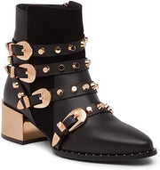 Ivy Kirzhner Circuit Strappy Stud Boot black Leathjer Gold Studded Booties