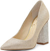 Jessica Simpson Welles Champagne Gold Pointed-Toe Crystal Embellished Heel Pumps
