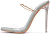 Cape Robbin Corinne Green Chain Detail Stiletto High Heel Open Toe Mules Sandals