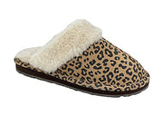 Clarks Scuff Slip-On Cosy Open Back Comfort Clog Slipper Mule Slipper Tan Brown/Leopard