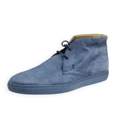 Tod's Mens Elegant Sneakers Suede Lace Up Blue Rubber Sole Leather Ankle Shoes
