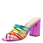 Jessica Simpson Fixton Bright Multi Open Toe Mule Slides Womens Dress Sandals
