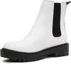Soda Pilot White Pull On Round Toe Chunky Platform Block Heel Wide Ankle Boots