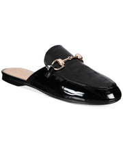 Wanted Bitman Black Patent Flat Slip On Mule Loafer