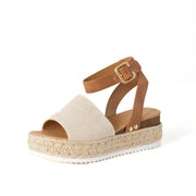 Soda Topic Open Toe  Ankle Strap Sandals, Beige Tan (6, Beige Tan)