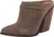 Sam Edelman Alison Desert Olive Pointed Toe Slip On Stacked Heel Leather Mules