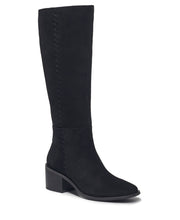 Splendid Addison Black Suede Fashion Zip Rounded Toe Low Block Heel Knee Boots 7.5