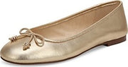 Sam Edelman Kaylee Gold Leather Almond Toe Slip On Detailed Ballet Flats