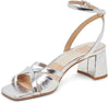 Dolce Vita Blakly Silver Distressed Leather Ankle Strap Open Toe Heeled Sandals