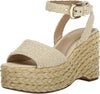 Sam Edelman April Linen Raffia Ankle Strap Open Toe Fashion Wedge Heeled Sandals