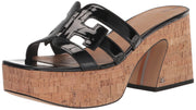 Sam Edelman Dev Black Fashion Slip On Platform Block Heel Open Toe Wedge Sandals
