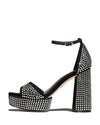 Sam Edelman Nellie Black Glitz Block Heel Ankle Strap Open Toe Heeled Sandals