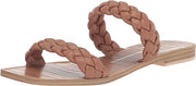 Dolce Vita Indy Caramel Stella Slip On Open Square Toe Woven Straps Flat Sandals