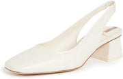 Sam Edelman Toren Ivory Squared Toe Block Heeled Slip On Slingback Dress Pumps