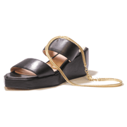 Cecelia New York BALEVES Leather Wedge Platform Sandal BLACK