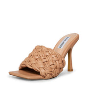 Steve Madden Jarina Nude Slip On Squared Open Toe Braided Heeled Mule Sandals