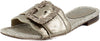 Sam Edelman Bambi Pewter Snake Buckle Detailed Open Toe Slip On Flat Sandals
