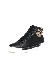 Cecelia New York Silow Leather Platform Lace-up Sneaker Black Leopard High Top