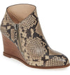 1.State Kaleb Wedge Roccia Beige Snake Ankle Bootie Mid Wedge Designer Boot