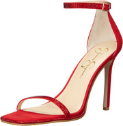 Jessica Simpson Ostey Wicked Red Ankle Strap Squared Toe Stiletto Heeled Sandals