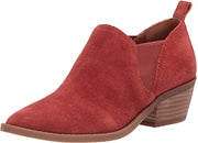 Lucky Brand Fallo Burnt Henna Red Suede Western Block Heel Pointed Casual Bootie