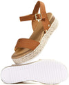 SODA Clip Tan Topshoe Avenue Women's Open Toe Ankle Strap Espadrille Sandal (8.5)