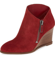 1.State Kaleb Wedge Womens Anke Bootie Rosso Red Suede Low Cut Wedge Booties