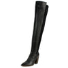 Vince Camuto Cottara Black Leather Fitted Pointed Over The knee Thigh High Boots