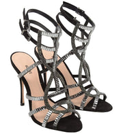 Schutz Glaucia Black Rhinestone Caged Gladiator Sandal Pump