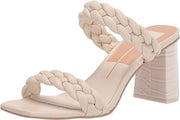 Dolce Vita Paily Braided Detail Square Open Toe Chunky Heel Sandals Ivory Stella