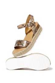 Soda Clip Natural Python Casual Espadrilles Trim Flatform Wedge Sandals