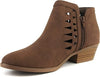 Soda Chance Light Brown Block Heel Side Zipper Closed Toe Breathable Booties