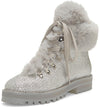 Jessica Simpson Norina Fashion Silver Rhinestone Lace Up Combat Ankle Booties