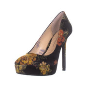 Jessica Simpson Women's Lael Black Multi Blurred Floral Neoprene Platform Pumps