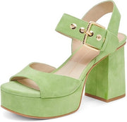 Dolce Vita Bobby Lime Suede Open Toe Ankle Strap Block Heeled Fashion Sandals