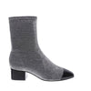 Schutz Lilith Metallic Pointed Toe in Black Silver Cap Toe Mid Calf Ankle Boot