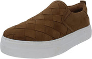 Steve Madden Aldene Tan Nubuck Slip On Rounded Closed Toe Woven Fashion Sneaker